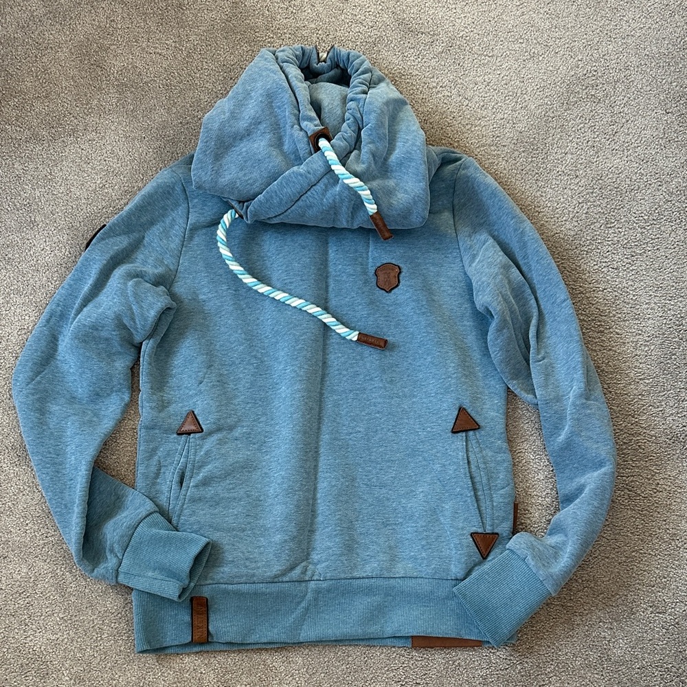 Naketano Blue Hoodie with Brown Accents